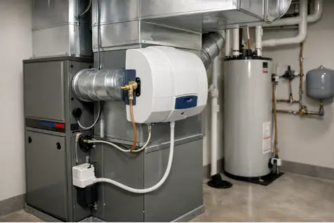 whole home air quality device installed in HVAC ductwork